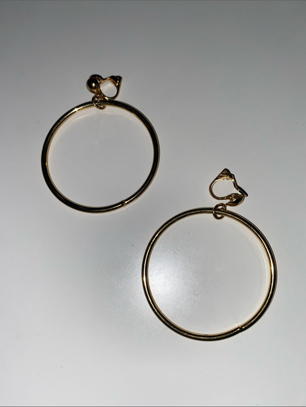 Vintage Gold Clip On Hoop Earrings